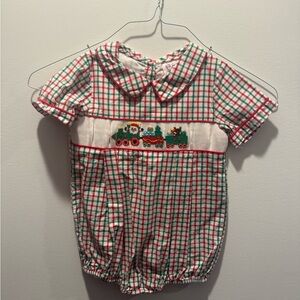 Boys Christmas Bubble with Santa Train Smocking